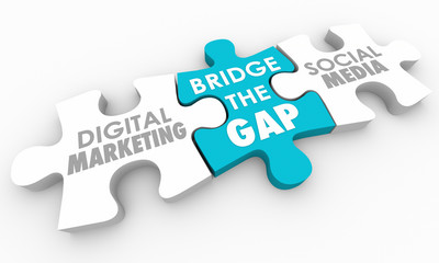 Bridge the Gap Digital Marketing Social Media Puzzle 3d Illustration