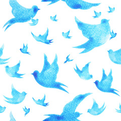 free birds flying seamless pattern minimal watercolor painting hand drawn design illustration