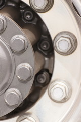 Screws on wheel of car or industrial machine