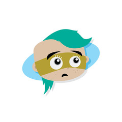Adorable and amazing woman cartoon superhero head in classic expression