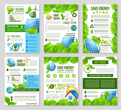 Save energy poster template for ecology design