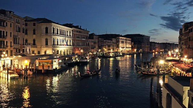 Venice Chanel at Night, Italy. 4K