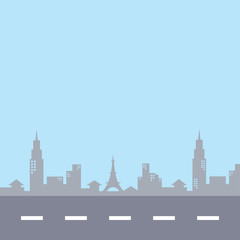 Naklejka premium cartoon building city view with street in color