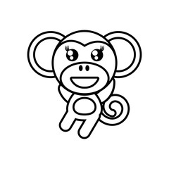 cartoon monkey animal outline vector illustration eps 10