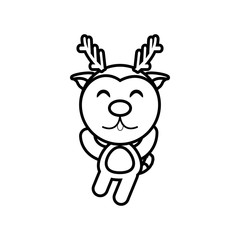 cartoon reindeer animal outline vector illustration eps 10