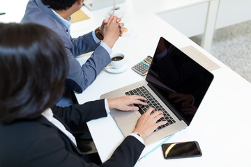 Top view of business people in meeting room