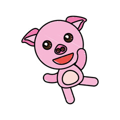 drawing piggy animal character vector illustration eps 10