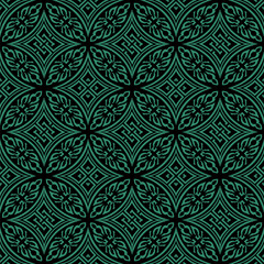 Antique seamless green background round aboriginal cross geometry