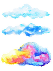 Fototapeta na wymiar cloud watercolor painting hand drawing on paper design illustration with clipping path