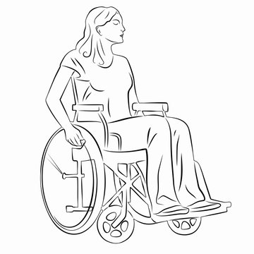 illustration of a disabled person in wheelchair, vector draw