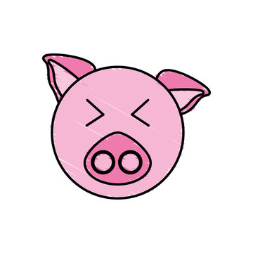 drawing piggy face animal vector illustration eps 10