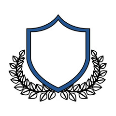 justice shield with wreath isolated icon vector illustration design