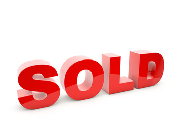 3d illustration red sale sign on white