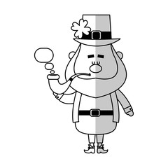 irish leprechaun with pipe over white background. vector illustration