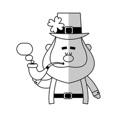 irish leprechaun with pipe over white background. vector illustration