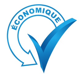 économique sur symbole validé bleu