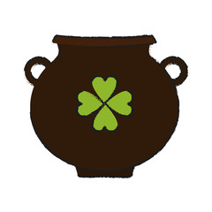 irish pot with coins over white background. colorful design. vector illustration