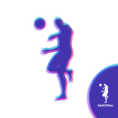 Plakat Basketball player with ball. Sport Symbol. Design Element. Vector Illustration.
