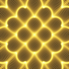 Array with Dynamic Particles. 3d Futuristic technology style. Abstract Background. Texture. Glowing points. Vector Illustration.