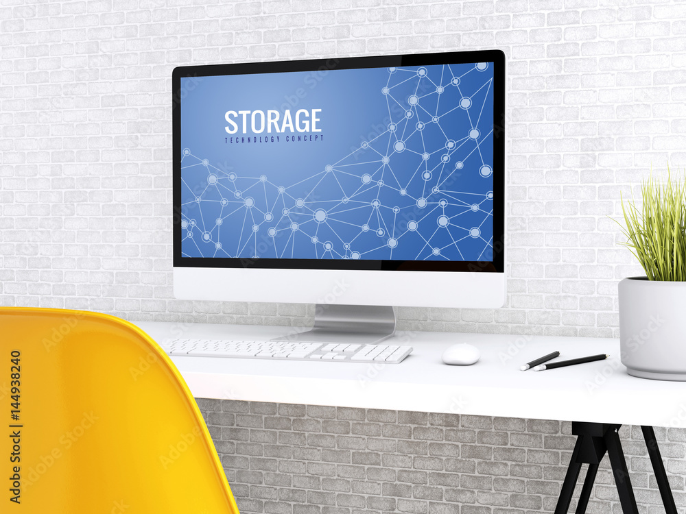 Poster 3d computer with word storage.