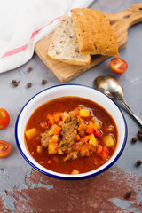 Traditional hungarian goulash soup