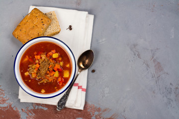 Traditional hungarian goulash soup