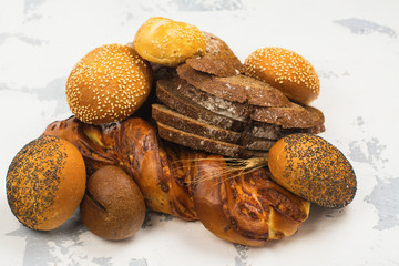 Variety of fresh bread on the table