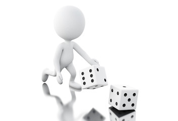 3d White people throwing dices