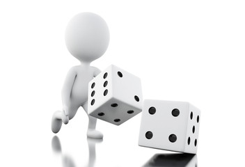 3d White people throwing dices
