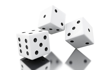 3d Throwing white dices