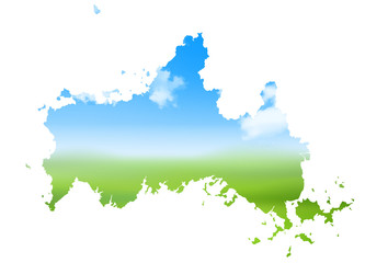 Obraz premium 山口 地図 風景 アイコン 