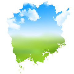Obraz premium 岡山 地図 風景 アイコン 