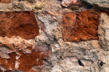 A part of  Old  Red brick wall ,  textured  background,horisontal image.