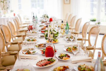 Neatly decorated table for the event