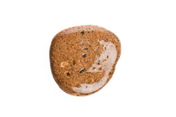 Red and wet sea stone isolated on white background
