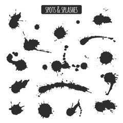 Set of  splashes and ink blots .