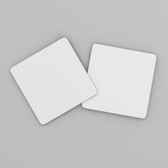 White Square coaster with rounded corner on isolated background, 3D Ilustration