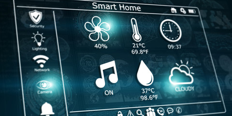 3D rendering modern digital smart house interface