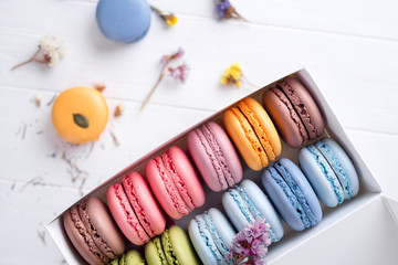 Colorful macaroons. Sweet macarons.