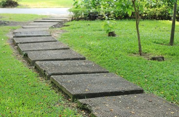 cement block walkway in the park