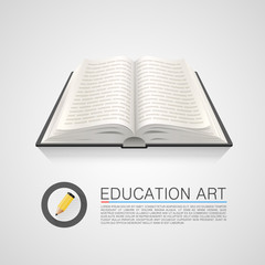 Open book education art on a white background. Vector illustration