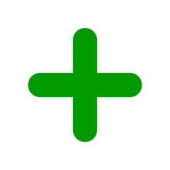 Green plus sign. Positive symbol isolated on white background. Vector illustration. EPS10