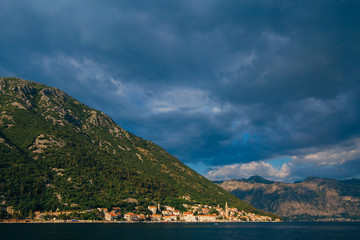 Fototapeta na wymiar The old fishing town of Perast on the shore of Kotor Bay in Montenegro.