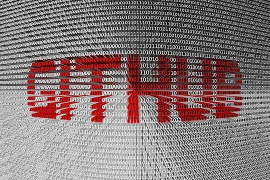 GITHUB in the form of binary code, 3D illustration