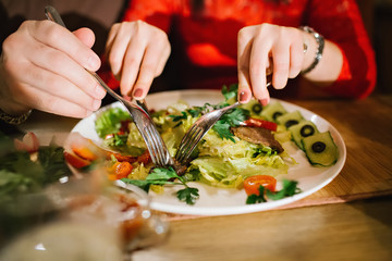 Dish of vegetables and meat on a plate