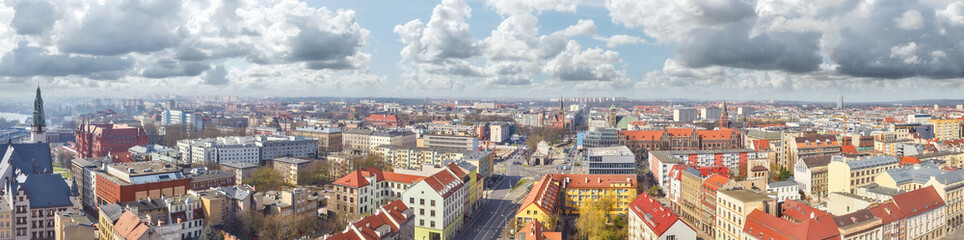 Naklejka na ściany i meble Panoramic view of Szczecin (Stettin) city downtown, Poland