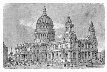 Obraz premium St Paul's Cathedral in London, rebuilt in limestone and baroque style after the Great Fire of 1666, is an Anglican cathedral and the mother church of the Diocese of London.