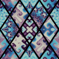 Seamless background pattern. Abstract geometric pattern of rhombuses with mosaics