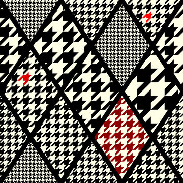 Seamless background pattern. Abstract geometric pattern of rhombuses in a patchwork style. Houndstooth pattern.