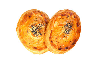 Freshly salmon pasty pie isolated